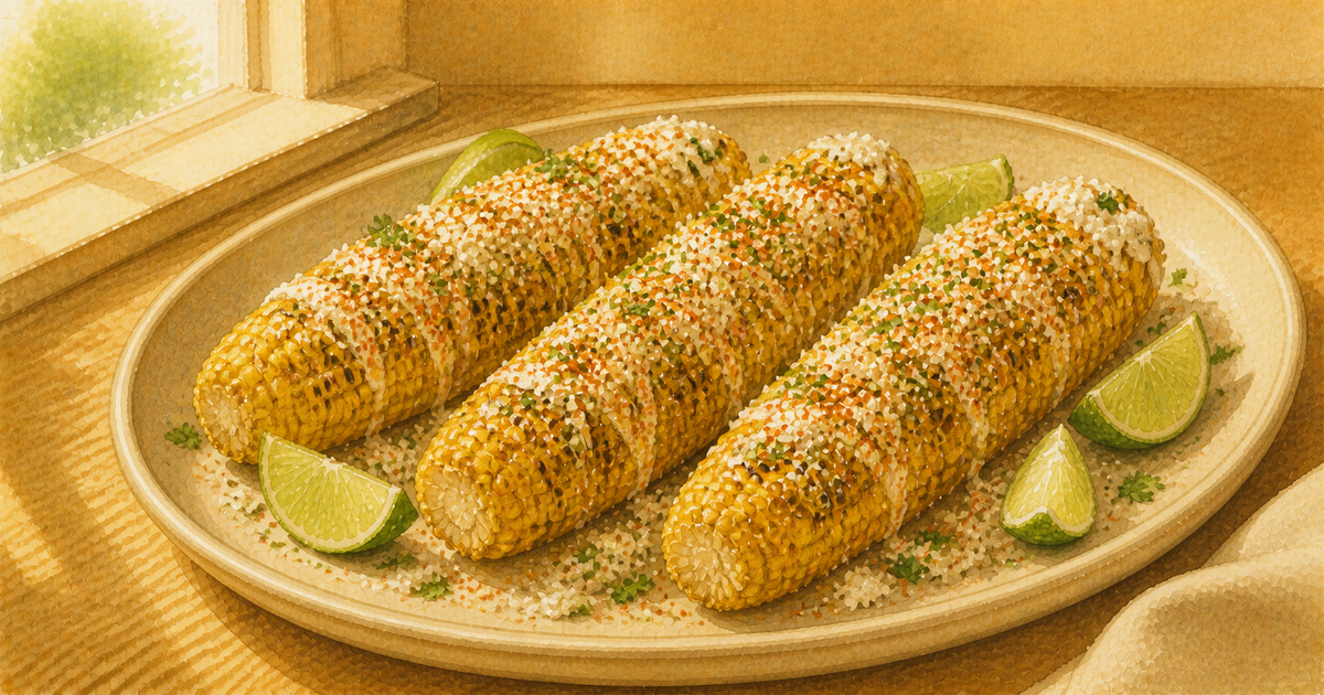 Mexican Elote-Style Corn plated and ready to serve