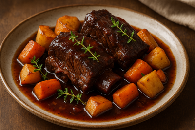 Red Wine Braised Short Ribs with Root Vegetables