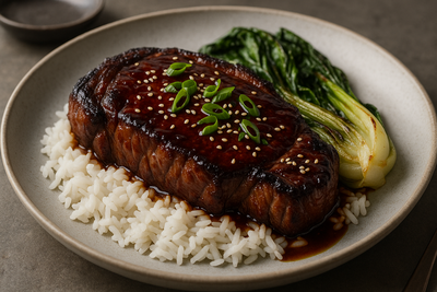 Soy-Ginger Glazed Ribeye with Sesame