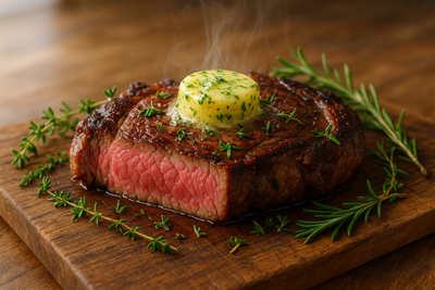 Perfect Ribeye with Garlic Herb Butter
