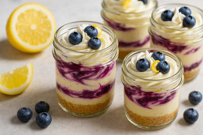 Lemon-Blueberry Swirl Cheesecake Jars