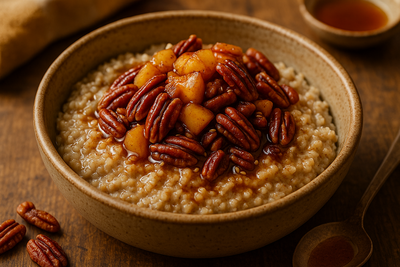 Apple Cinnamon Steel-Cut Oats with Maple Pecans