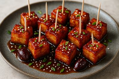 Crispy Pork Belly Bites with Honey-Gochujang Glaze