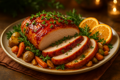 Cranberry-Orange Glazed Turkey Breast with Fresh Herbs