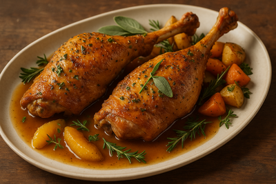 Herb-Roasted Turkey Legs with Crispy Skin and Pan Gravy