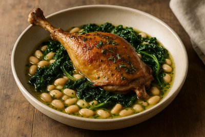 Turkey Confit with White Beans and Tuscan Kale