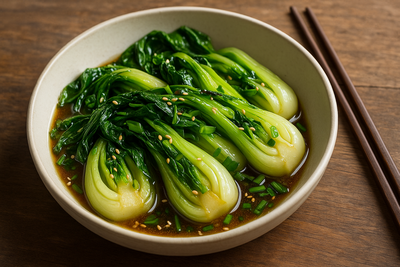 Asian-Style Garlic Bok Choy with Sesame-Ginger Oil
